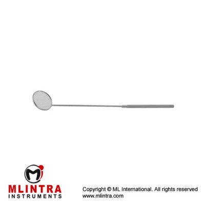 Laryngeal Mirror Fig. 6 - Plane with Fixed Handle Stainless Steel & Glass, 18.5 cm - 7 1/4" Mirror Diameter 22 mm Ø